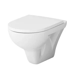 WC suspendu céramique sans bride cuvette WC suspendu sans bord FlashClean abattant amov. frein chute softclose blanc AM.PM Hit