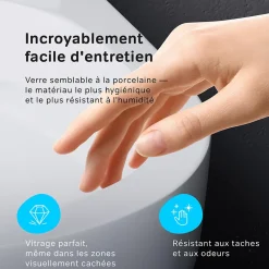 WC suspendu céramique sans bride cuvette WC suspendu sans bord FlashClean abattant amov. frein chute softclose blanc AM.PM Hit