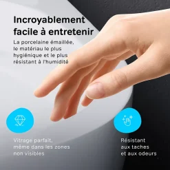 WC suspendu céramique sans bride cuvette WC suspendu sans bord FlashClean abattant amov. frein chute softclose, blanc AM.PM Gem