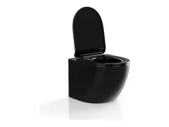 WC suspendu noir brillant en céramique sans bride - JAVOINE