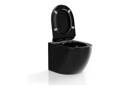 WC suspendu noir brillant en céramique sans bride - JAVOINE