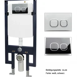 WC suspendu noir Toilettes bâti-support pack économique - B-8030 - plaque de déclenchement Modèle 4111 satin