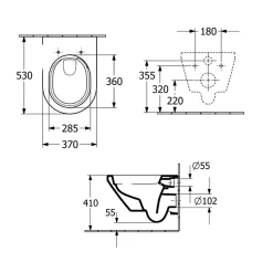 WC suspendu sans bride VILLEROY ET BOCH Architectura Twistflush rond avec abattant