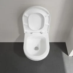 WC suspendu sans bride VILLEROY ET BOCH Architectura + abattant + bati support GROHE + plaque de commande blanche