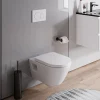WC suspendu sans rebord, Cuvette supendue avec abattant fermeture en douceur - 37x36x54cm - Blanc brillant - VIVEO