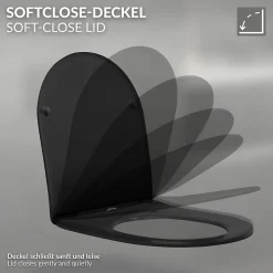 WC suspendu sans rebord long en céramique noir mat avec siège de WC Softclose