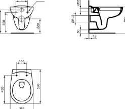 WC suspendu 355x520x370 Rimless (P006701)