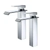 2x Robinets Salle de Bain Cascade Mitigeurs de Lavabo Bec Haut Robinets de Lavabo Chromé Robinetteries pour Vasque Design Moderne