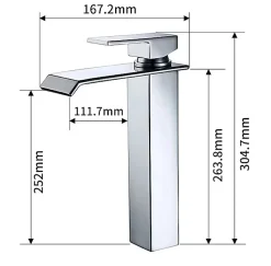 2x Robinets Salle de Bain Cascade Mitigeurs de Lavabo Bec Haut Robinets de Lavabo Chromé Robinetteries pour Vasque Design Moderne