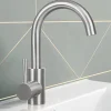ZMH Robinetterie de lavabo en acier inoxydable Mitigeur de lavabo rotatif à haute pression