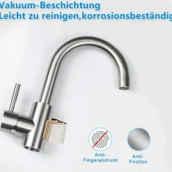 ZMH Robinetterie de lavabo en acier inoxydable Mitigeur de lavabo rotatif à haute pression