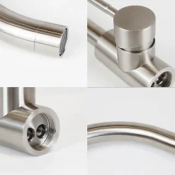 ZMH Robinetterie de lavabo en acier inoxydable Mitigeur de lavabo rotatif à haute pression