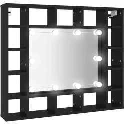 ZMH Armoire à miroir à LED noir 91x15x76,5 cm