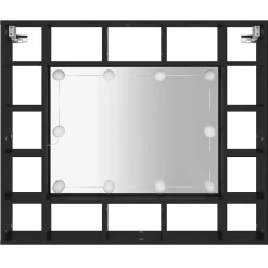 ZMH Armoire à miroir à LED noir 91x15x76,5 cm