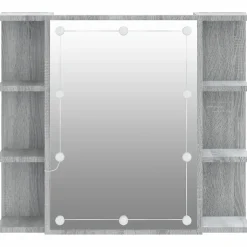 ZMH Armoire à miroir avec LED Sonoma gris 70x16,5x60 cm