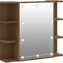ZMH Armoire à miroir avec LED Chêne marron 70x16,5x60 cm