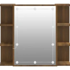 ZMH Armoire à miroir avec LED Chêne marron 70x16,5x60 cm