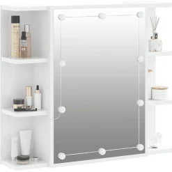 ZMH Armoire à miroir avec LED Blanc brillant 70x16,5x60 cm
