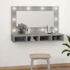 ZMH Armoire à miroir avec LED Sonoma gris 90x31,5x62 cm