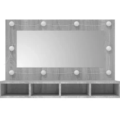 ZMH Armoire à miroir avec LED Sonoma gris 90x31,5x62 cm