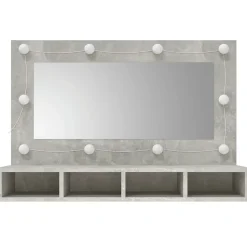 ZMH Armoire à miroir avec LED Gris béton 90x31,5x62 cm