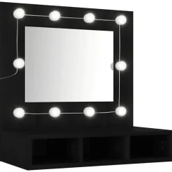 ZMH Armoire à miroir avec LED noir 60x31,5x62 cm