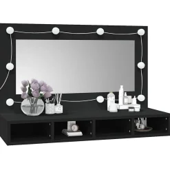 ZMH Armoire à miroir avec LED noir 90x31,5x62 cm