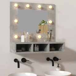 ZMH Armoire à miroir avec LED Gris béton 60x31,5x62 cm