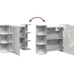ZMH Armoire à miroir de bain Gris béton 80x20,5x64 cm Aggloméré