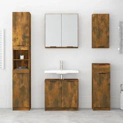 ZMH Armoire à miroir de salle de bain Chêne fumé 64x20x67 cm