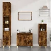 ZMH Armoire de bain chêne fumé 30x30x190 cm bois d'ingénierie