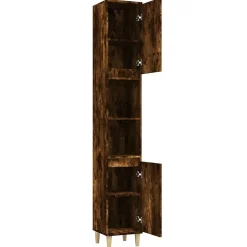 ZMH Armoire de bain chêne fumé 30x30x190 cm bois d'ingénierie