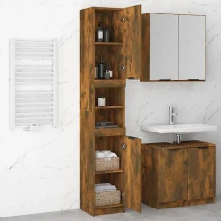 ZMH Armoire de bain Chêne fumé 32x34x188,5 cm Bois d'ingénierie