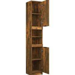 ZMH Armoire de bain Chêne fumé 32x34x188,5 cm Bois d'ingénierie
