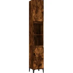 ZMH Armoire de bain chêne fumé 30x30x190 cm bois d'ingénierie
