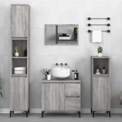 ZMH Armoire de bain sonoma gris 30x30x190 cm bois d'ingénierie