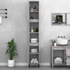 ZMH Armoire de bain sonoma gris 30x30x190 cm bois d'ingénierie