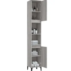 ZMH Armoire de bain sonoma gris 30x30x190 cm bois d'ingénierie