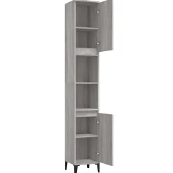 ZMH Armoire de bain sonoma gris 30x30x190 cm bois d'ingénierie