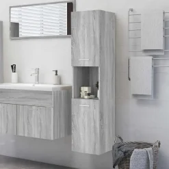 ZMH Armoire de bain Sonoma gris 30x30x130 cm Bois d'ingénierie