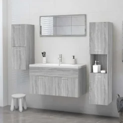 ZMH Armoire de bain Sonoma gris 30x30x130 cm Bois d'ingénierie