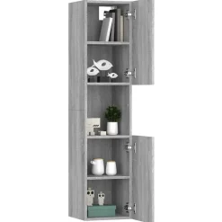 ZMH Armoire de bain Sonoma gris 30x30x130 cm Bois d'ingénierie