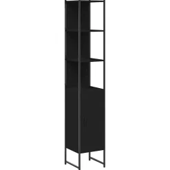 ZMH Armoire de salle de bain noir 33x33x185,5 cm bois d'ingénierie