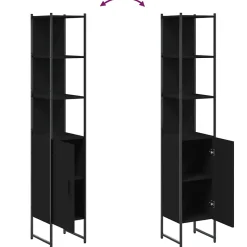 ZMH Armoire de salle de bain noir 33x33x185,5 cm bois d'ingénierie