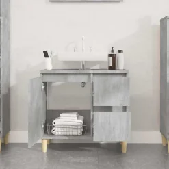 ZMH Armoire de salle de bain gris béton 65x33x60 cm