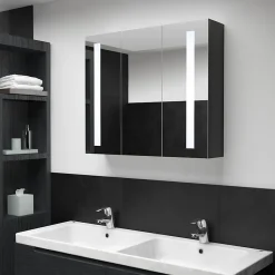 ZMH Armoire de salle de bain à miroir LED 89x14x62 cm