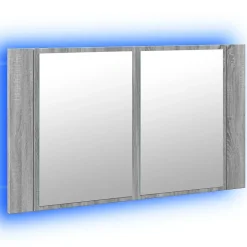 ZMH Armoire de salle de bain à miroir LED sonoma gris 80x12x45 cm