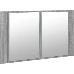 ZMH Armoire de salle de bain à miroir LED sonoma gris 80x12x45 cm