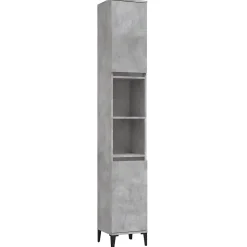ZMH Armoire de salle de bain gris béton 30x30x190 cm