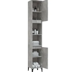 ZMH Armoire de salle de bain gris béton 30x30x190 cm